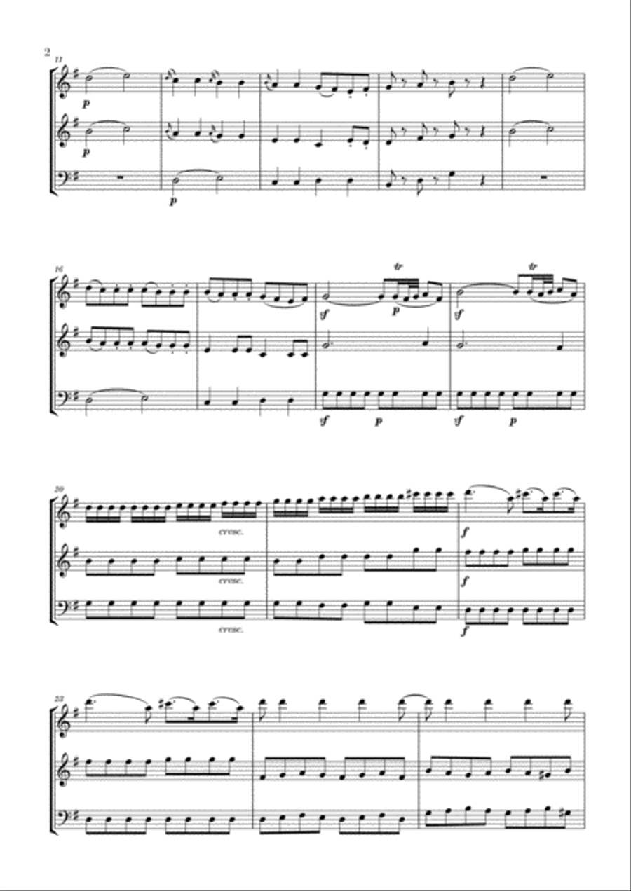 Eine Kleine Nachtmusik for 2 Flutes and Cello Woodwind Trio scores gallery preview page 2