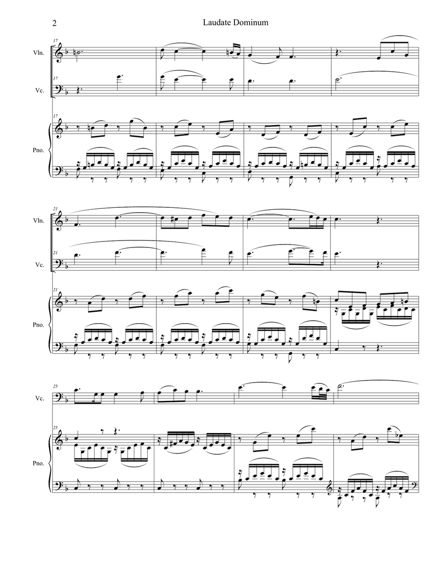 Laudate Dominum (Duet for Violin & Cello - Piano Accompaniment) Piano Trio scores gallery preview page 3