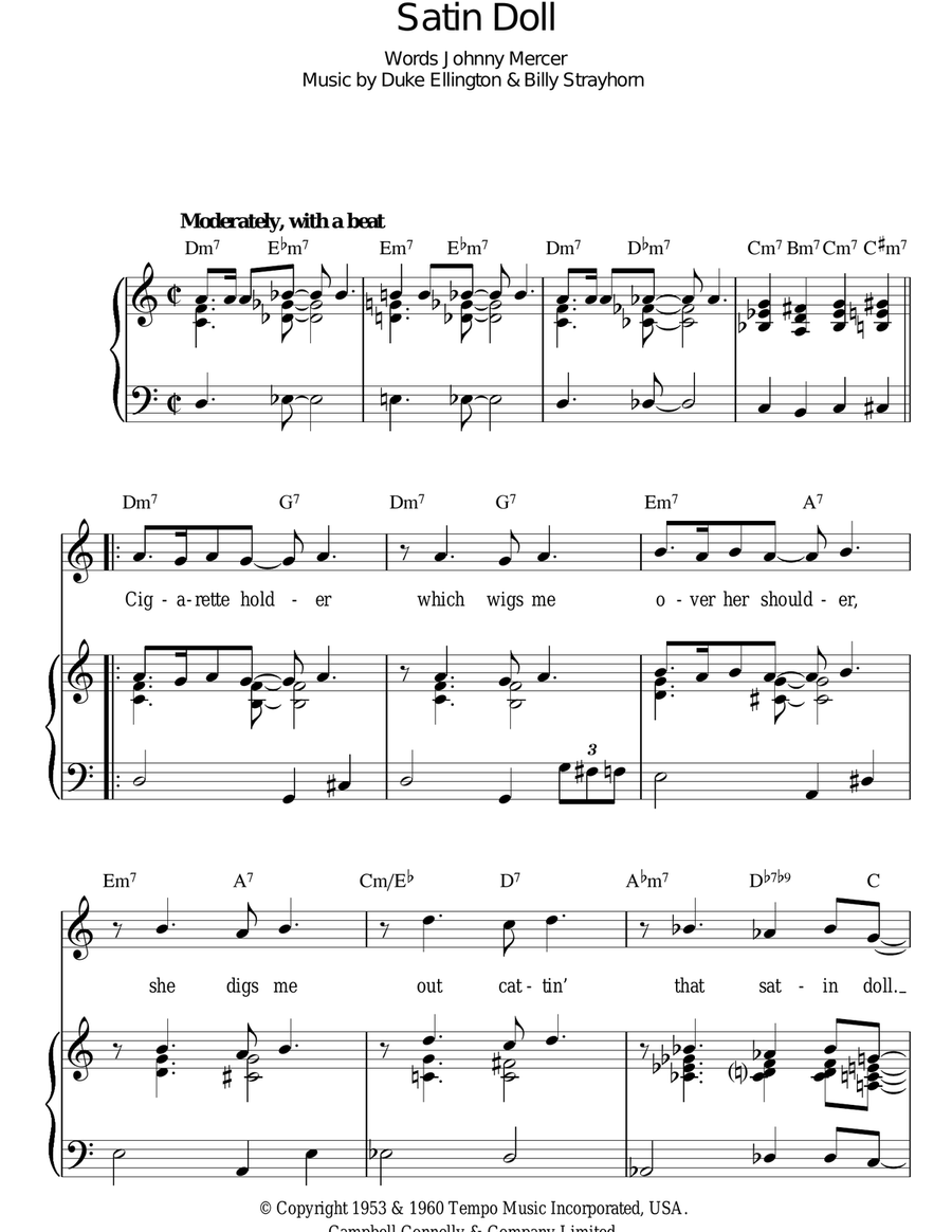 Satin Doll Piano, Vocal, Guitar scores gallery preview page 1