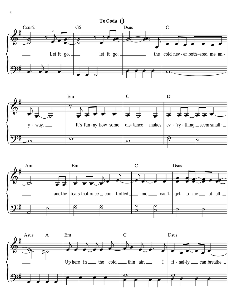 Let It Go (Demi Lovato version) Easy Piano scores gallery preview page 4
