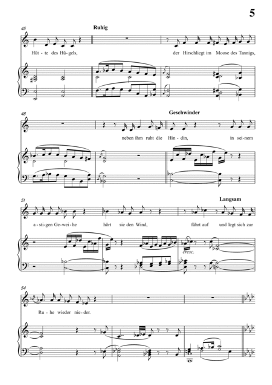 Schubert-Die Nacht in f minor,D.534,for Vocal and Piano Voice scores gallery preview page 6