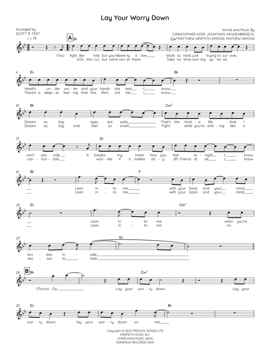 Lay Your Worry Down Piano scores gallery preview page 1
