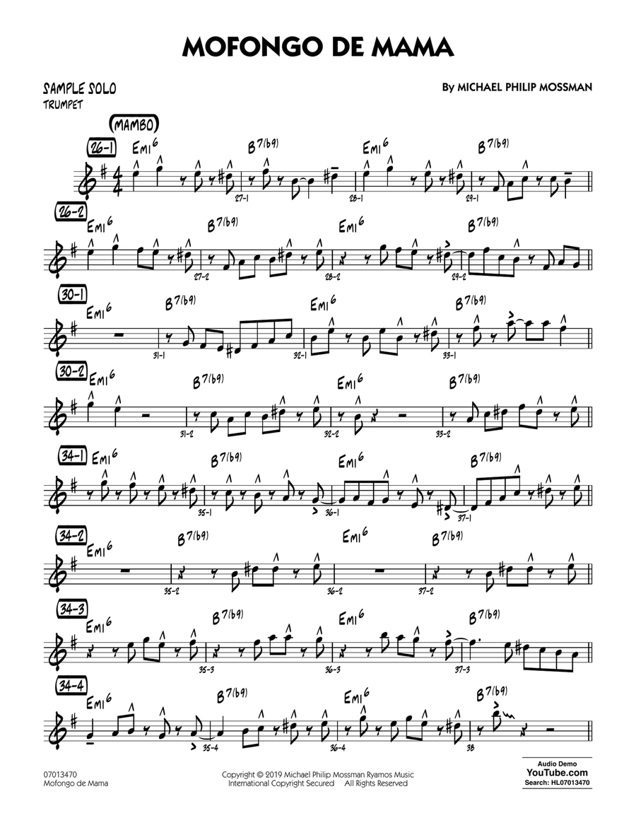 Mofongo De Mama - Sample Solo - Trumpet Jazz Ensemble scores gallery preview page 1