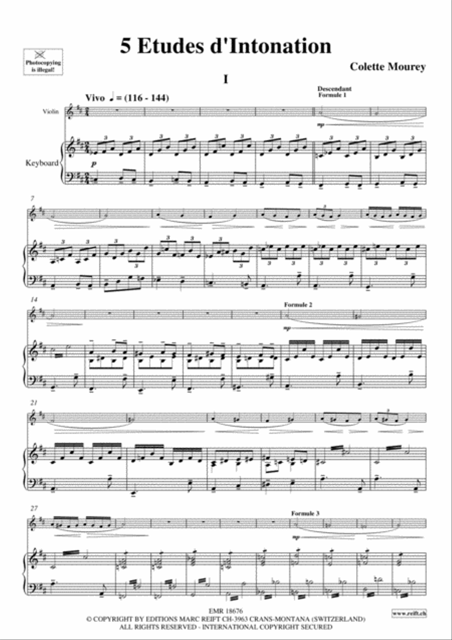 5 Etudes d'Intonation Violin scores gallery preview page 3