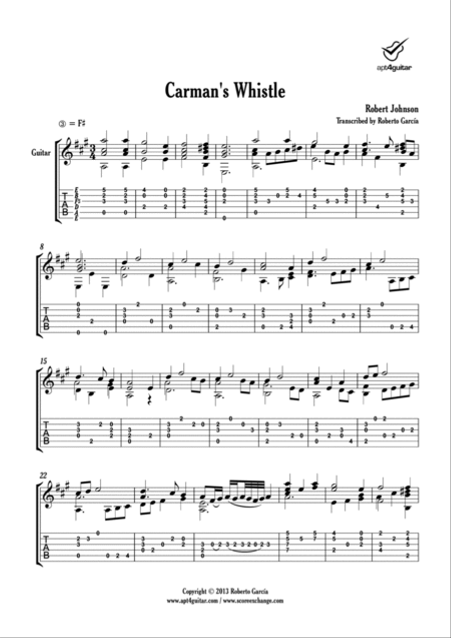 Carman's Whistle Classical Guitar scores gallery preview page 2