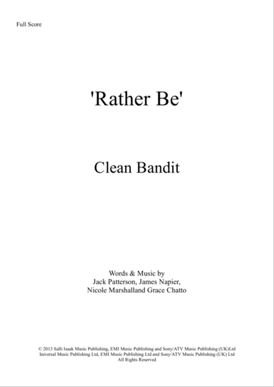 Rather Be String Quartet scores gallery preview page 1