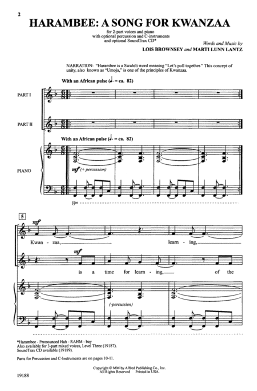 Harambee: A Song for Kwanzaa Choir scores gallery preview page 1