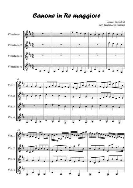 Canon in D Major - Johann Pachelbel (arr. for vibraphone quartet) image number null