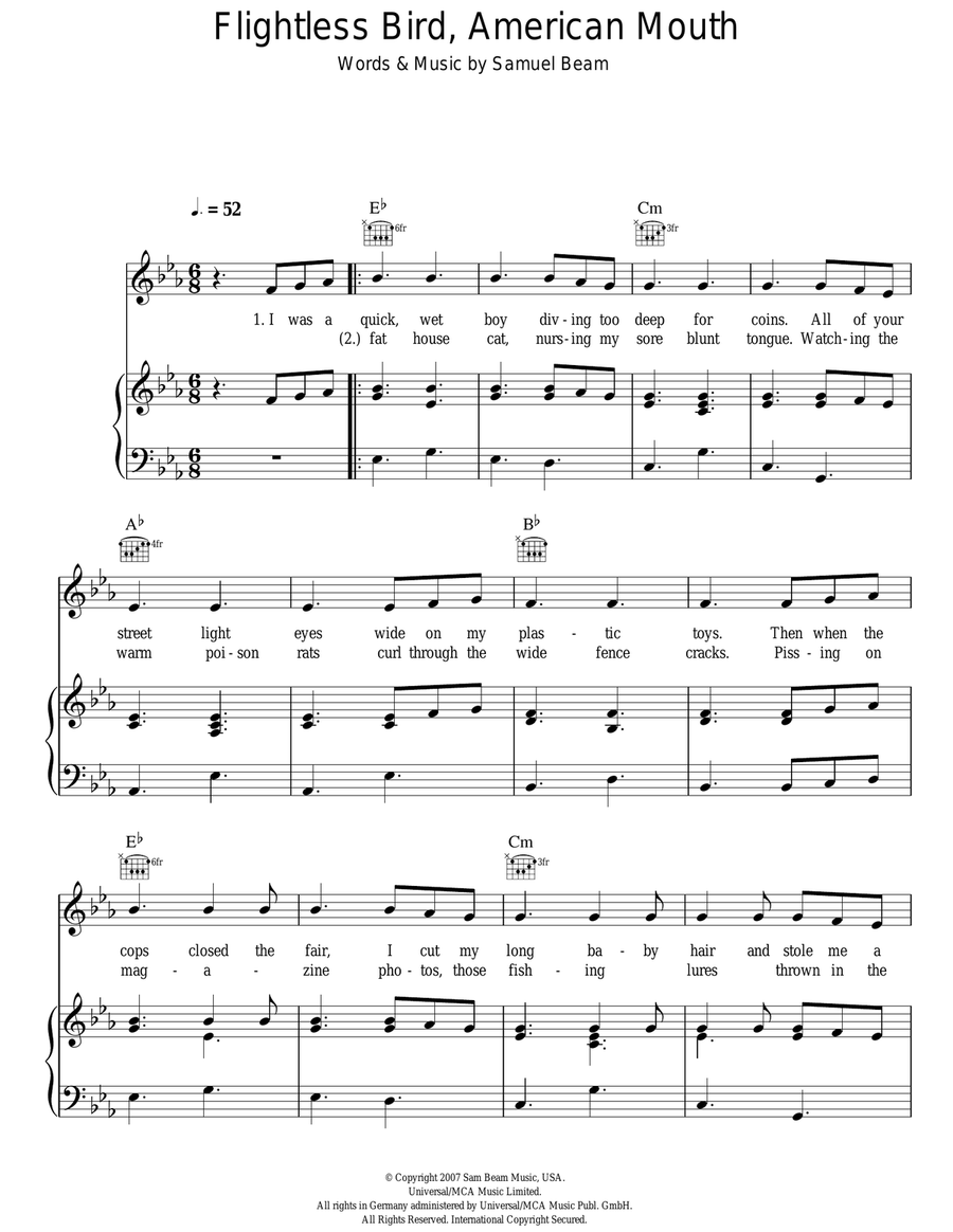 Flightless Bird, American Mouth Acoustic Guitar scores gallery preview page 1