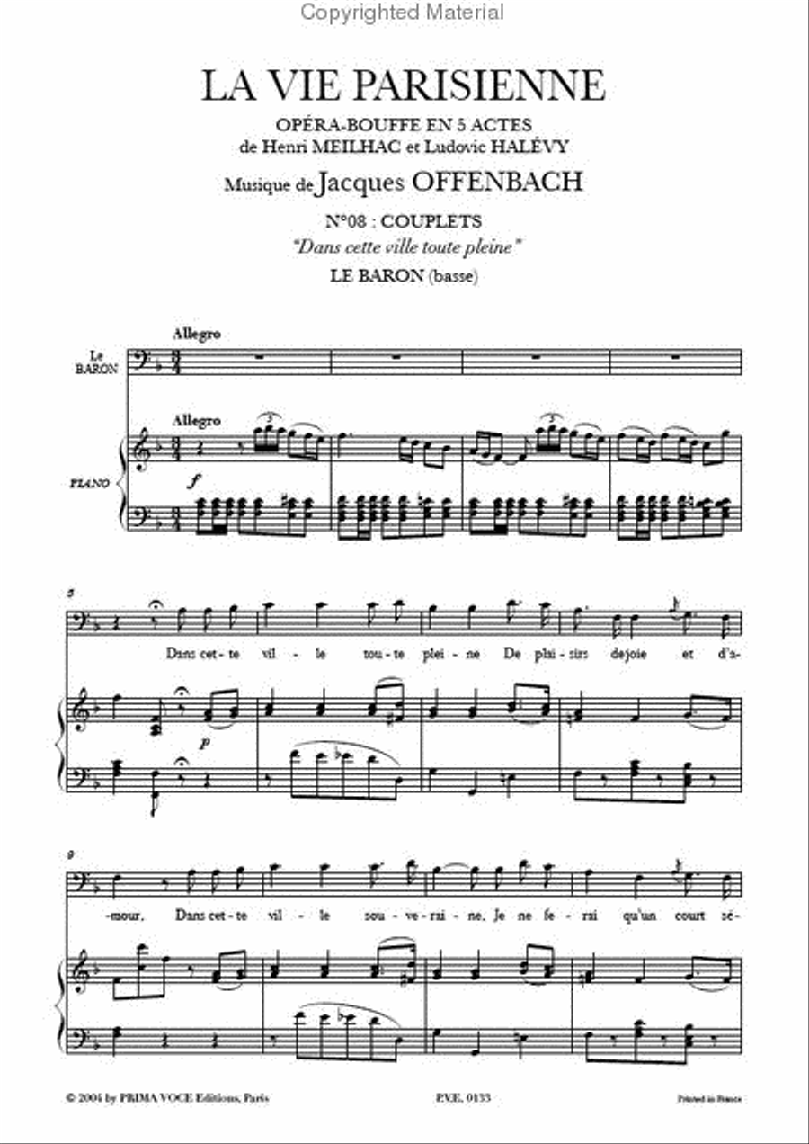 Dans cette ville toute pleine from La Vie Parisienne Bass Voice scores gallery preview page 2