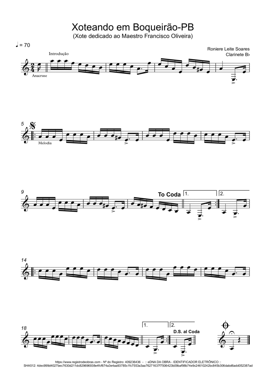 Xoteando em Boqueirão-PB B-Flat Clarinet scores gallery preview page 1