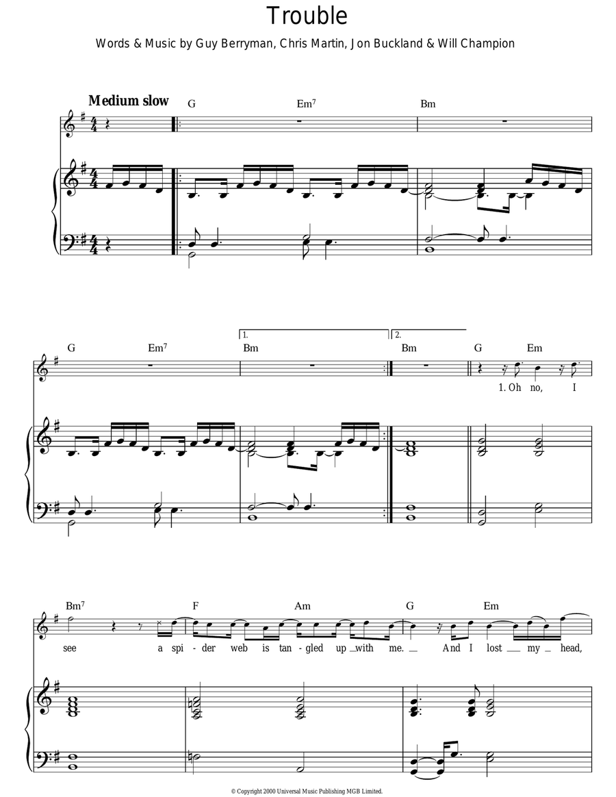 Trouble Acoustic Guitar scores gallery preview page 1