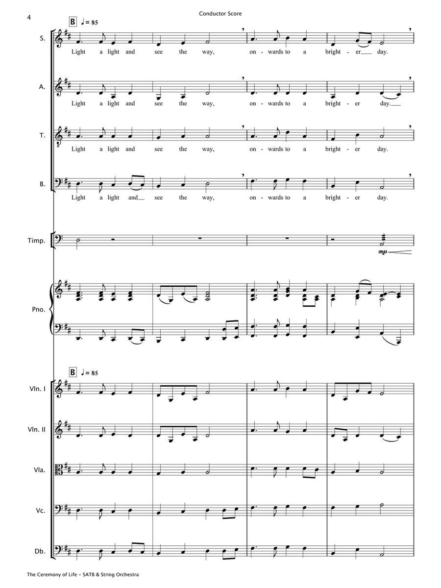 The Ceremony of Life [SATB Choir & String Orchestra] 4-Part scores gallery preview page 6