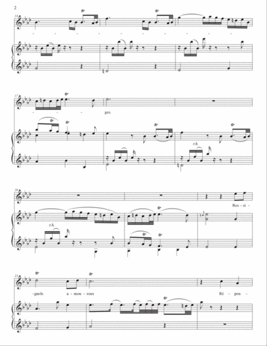 RAMEAU: Rossignols amoureux (transposed to A-flat major) Piano, Vocal scores gallery preview page 3