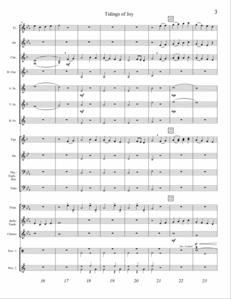 TIDINGS OF JOY (young concert band - Easy - score, parts, & license to copy) image number null