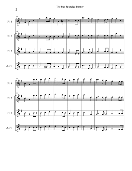 The Star Spangled Banner for Flute Quartet