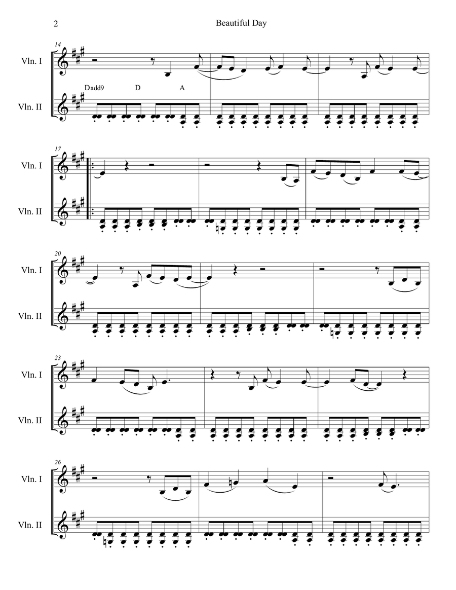 Beautiful Day String Duet scores gallery preview page 2