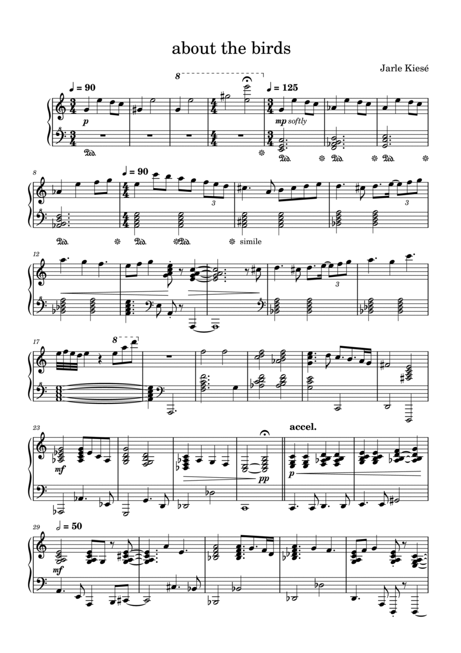 about the birds Piano Solo scores gallery preview page 1