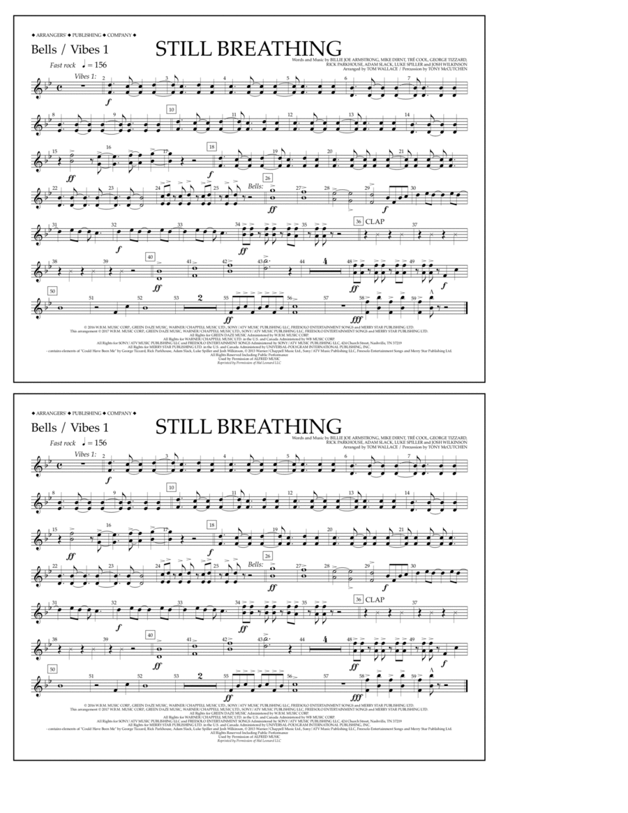 Still Breathing - Bells/Vibes 1 Vibraphone scores gallery preview page 1
