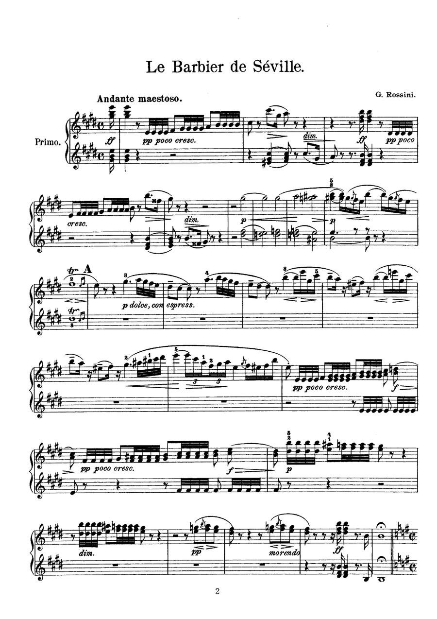 Rossini The Barber of Sevilla Overture, for piano duet(1 piano, 4 hands), PR821