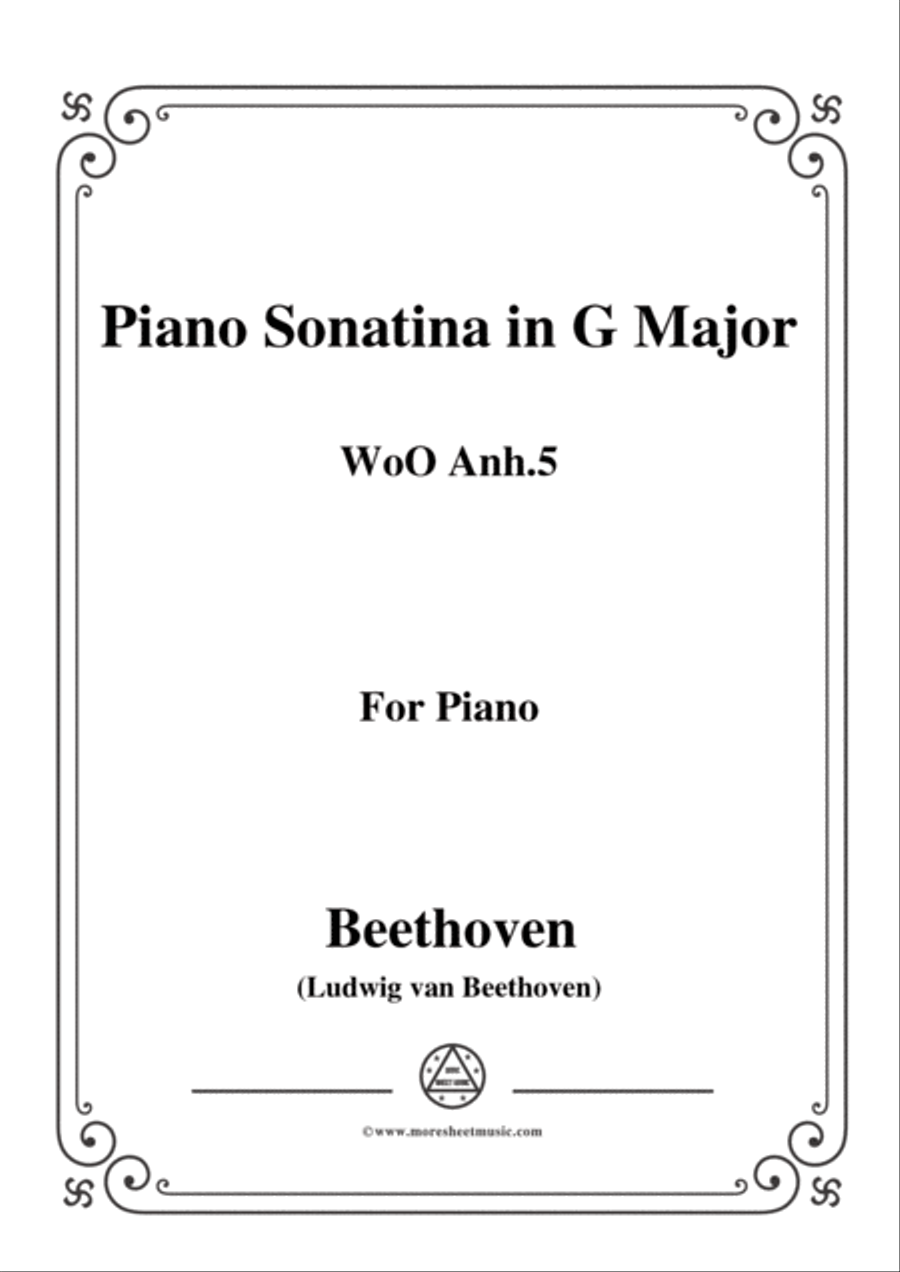 Beethoven-Piano Sonatina in G Major WoO anh.5,for piano Piano Solo scores gallery preview page 1