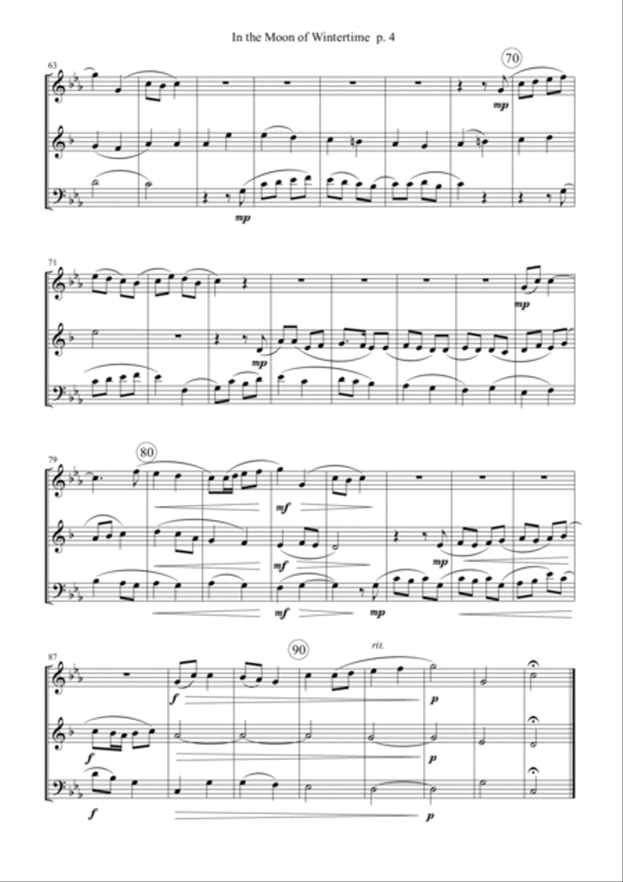 In the Moon of Wintertime - Woodwind Trio Woodwind Trio scores gallery preview page 4