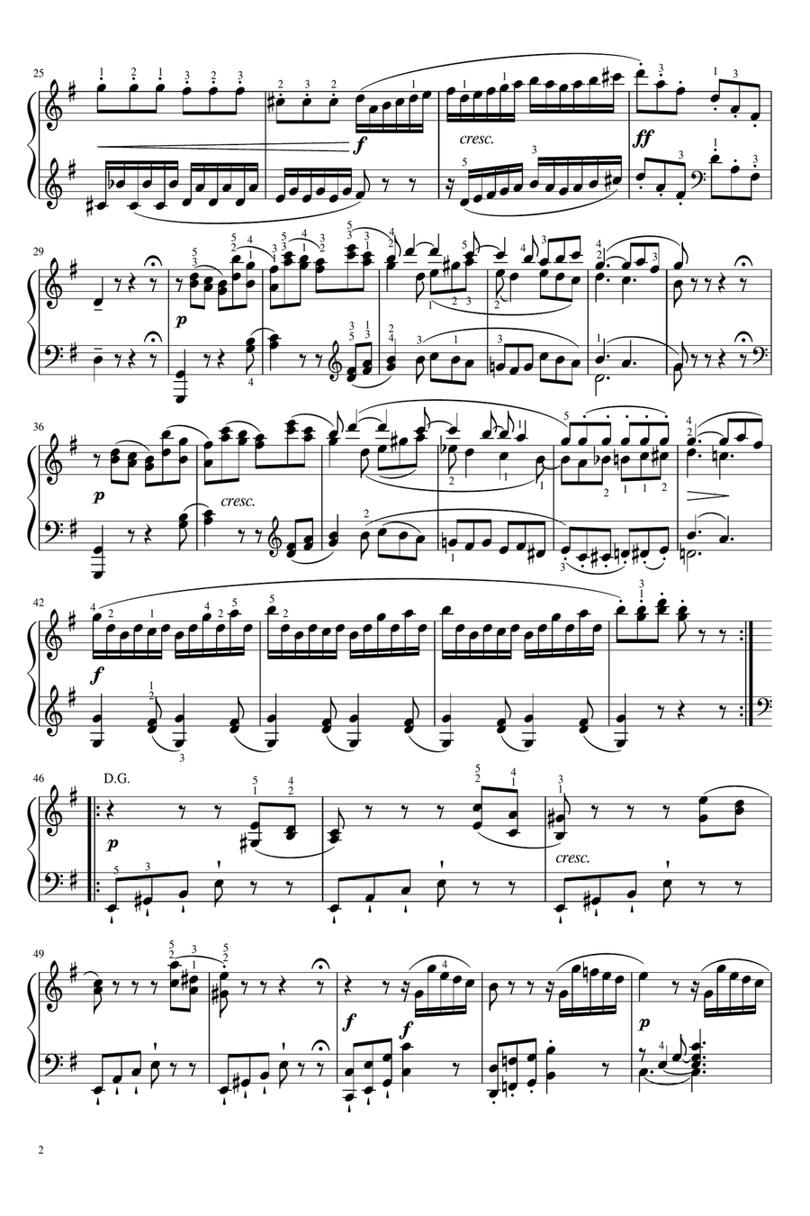 Haydn - Keyboard Sonata in E minor, Hob.XVI:34 Mov I - Original With Fingering For Piano Solo Piano Solo scores gallery preview page 2
