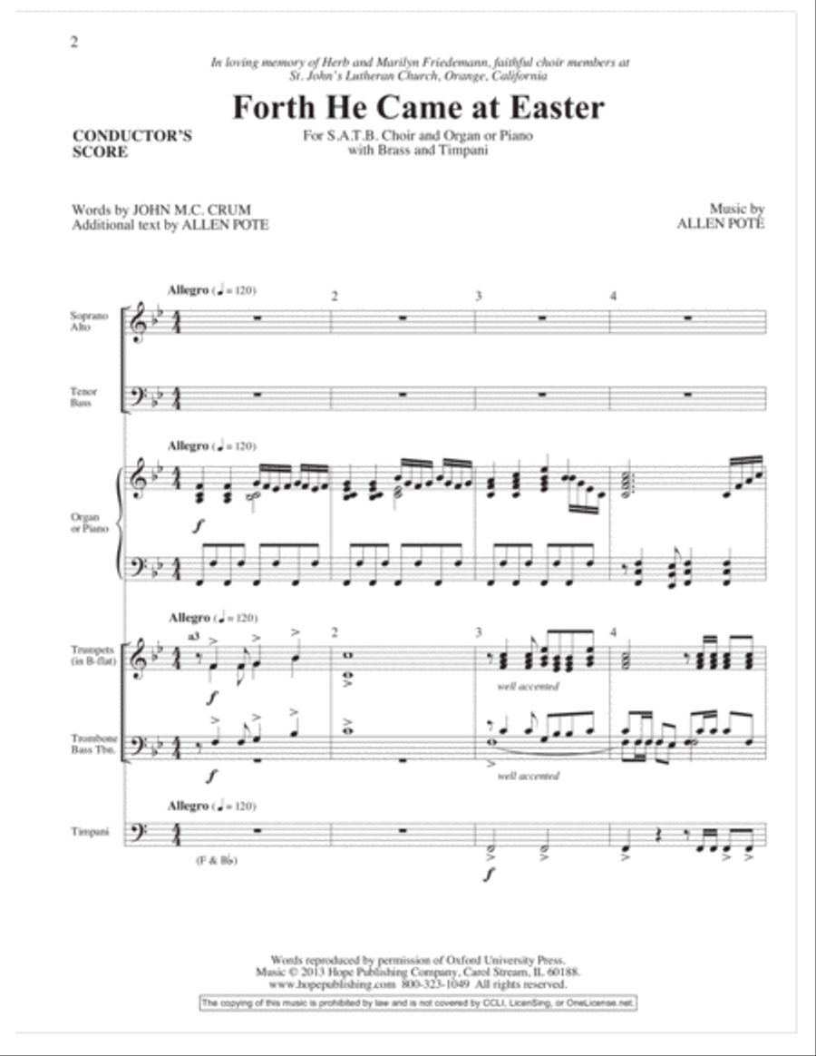 Forth He Came at Easter Choir scores gallery preview page 2