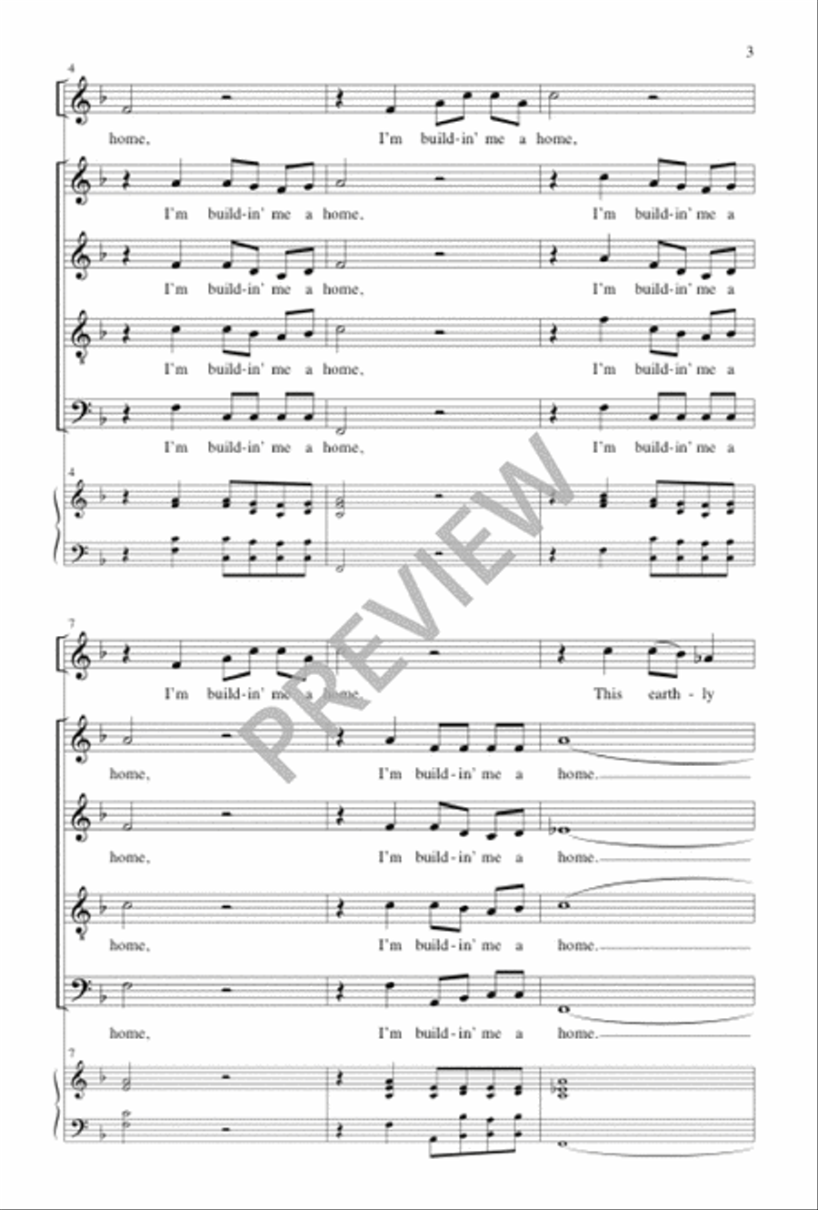 I'm Buildin' Me a Home 4-Part scores gallery preview page 4