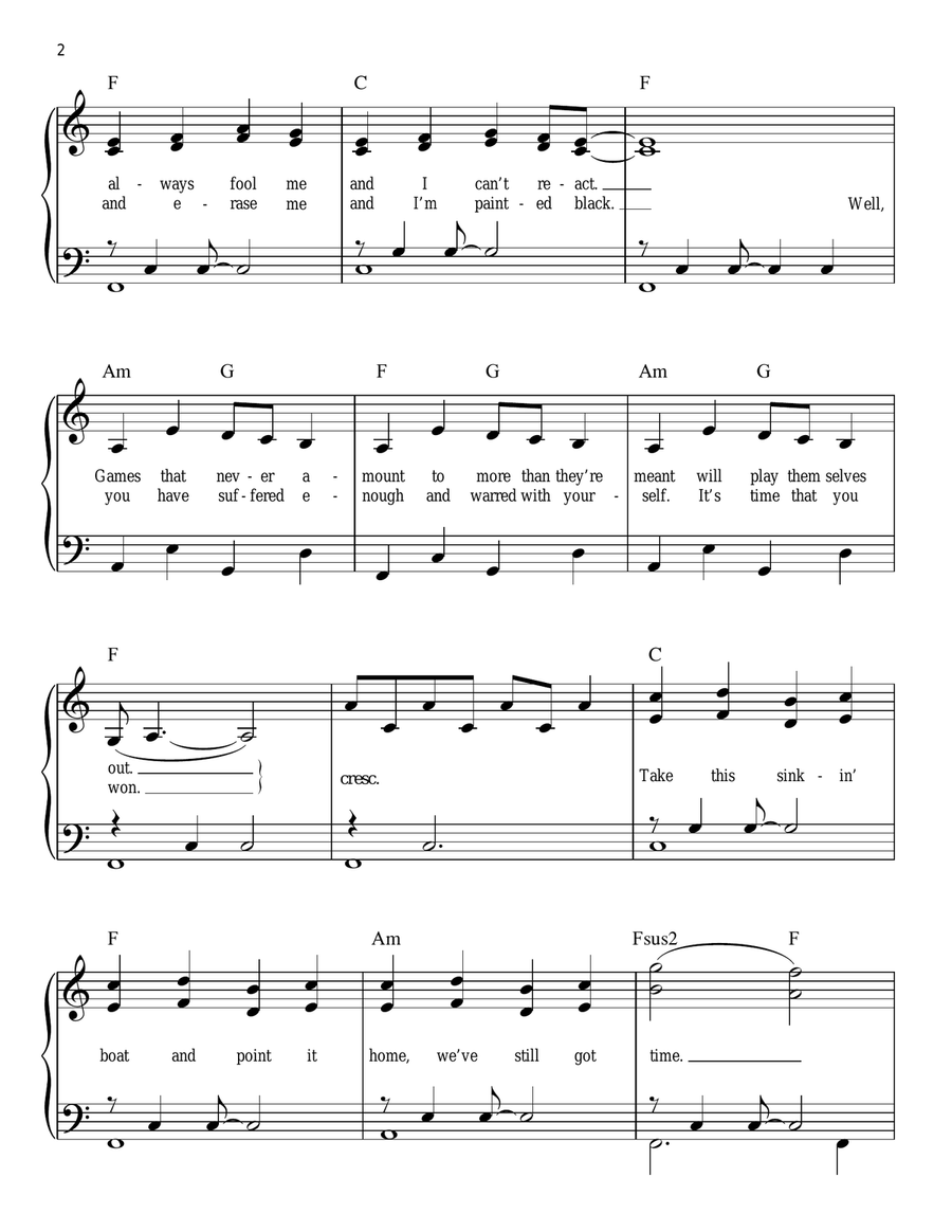 Falling Slowly (from Once) Easy Piano scores gallery preview page 2