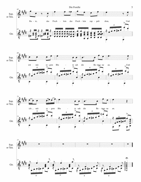 Die Forelle (The Trout) for soprano or tenor voice and guitar image number null