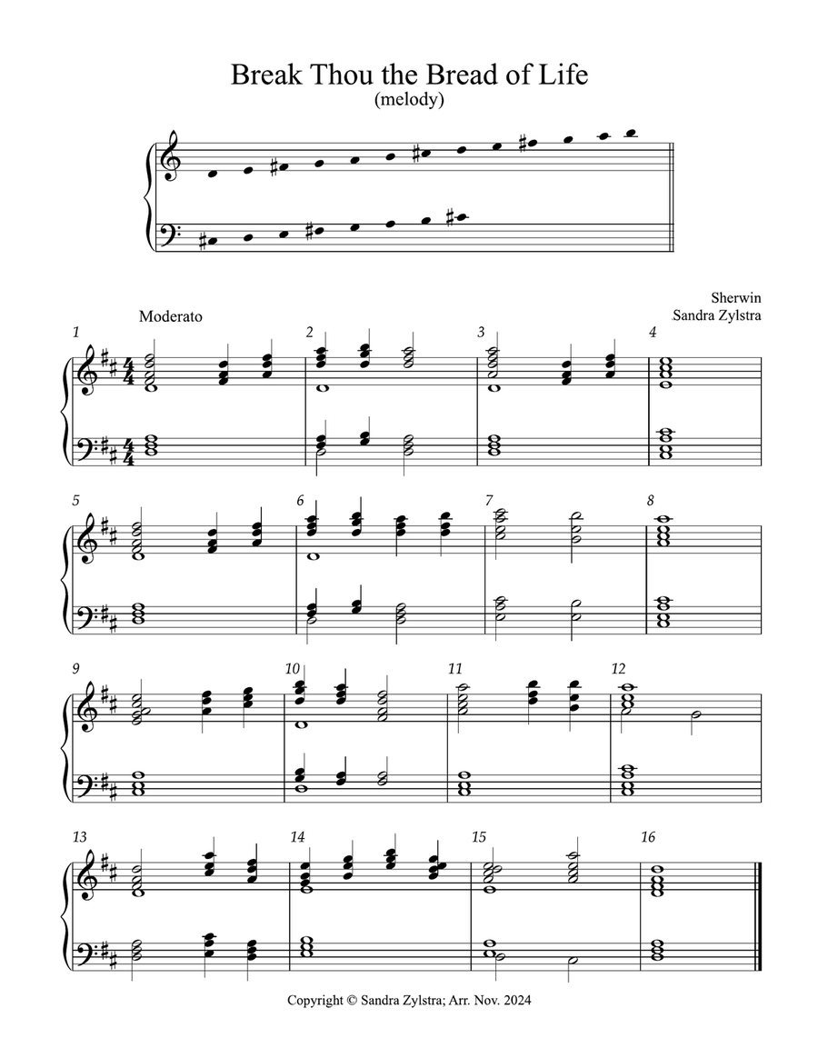 Break Thou the Bread of Life (3 octave handbells) 3-Octaves scores gallery preview page 1