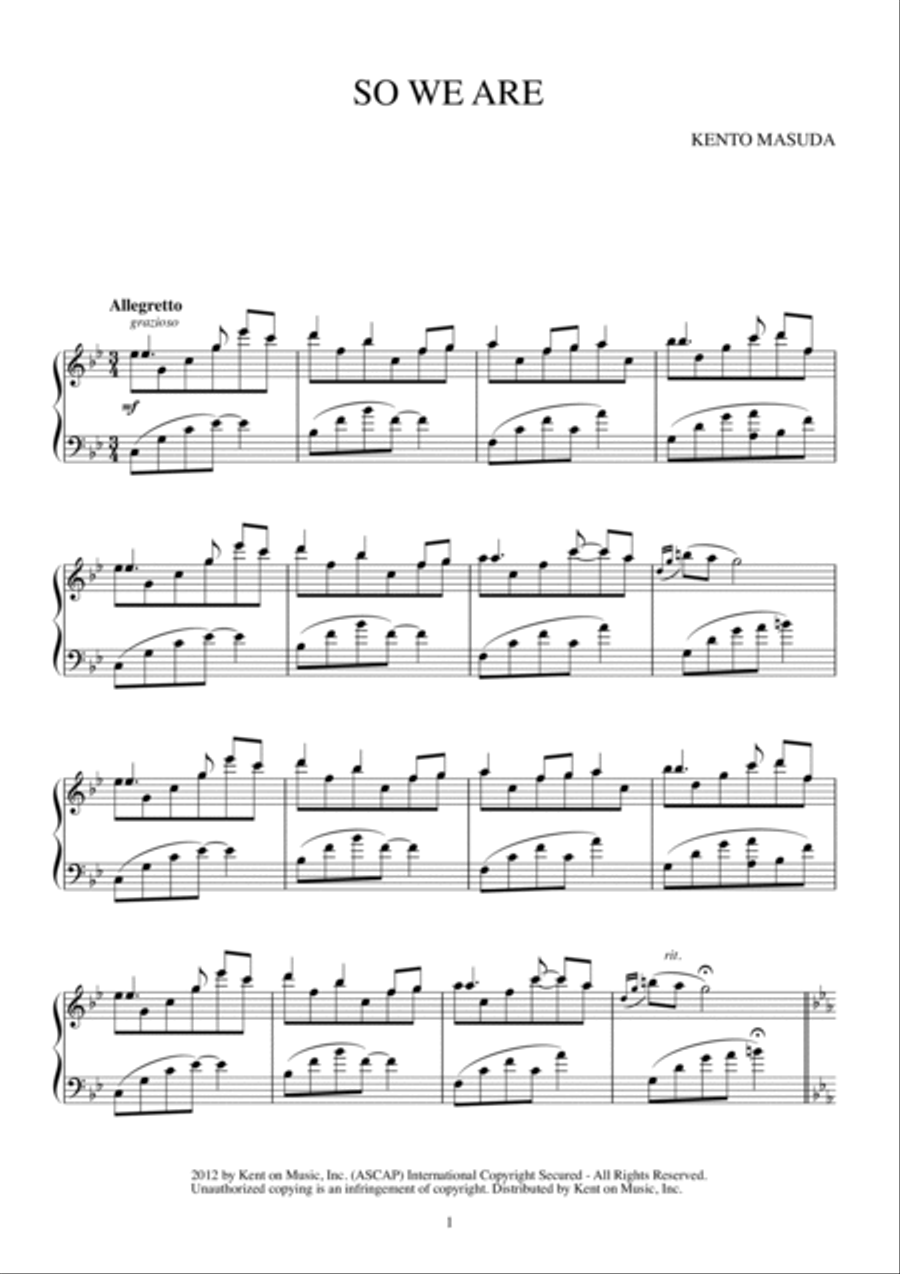 SO WE ARE SO WE ARE Piano Solo scores gallery preview page 2