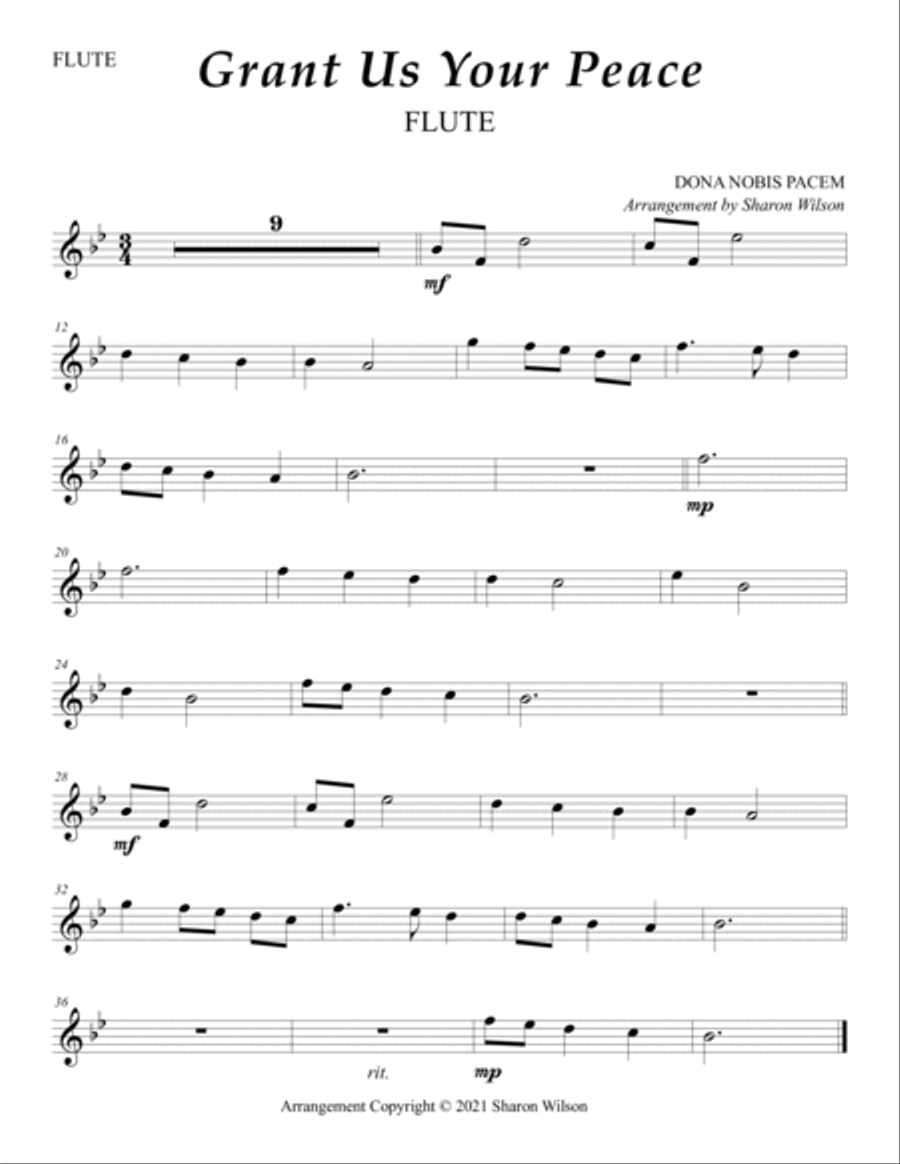 Grant Us Your Peace (Easy Flute Solo with Piano Accompaniment) Flute Solo scores gallery preview page 2