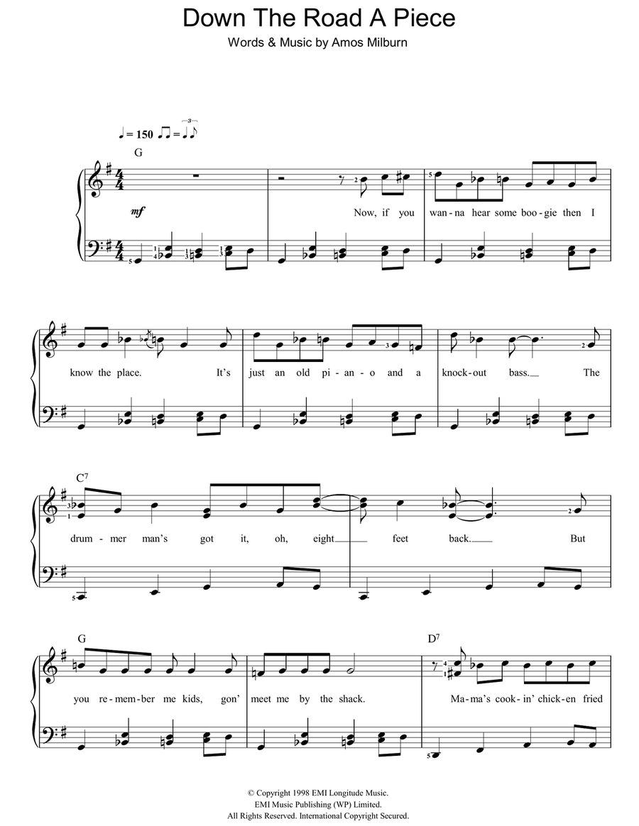 Down The Road A Piece Down The Road A Piece Easy Piano scores gallery preview page 1