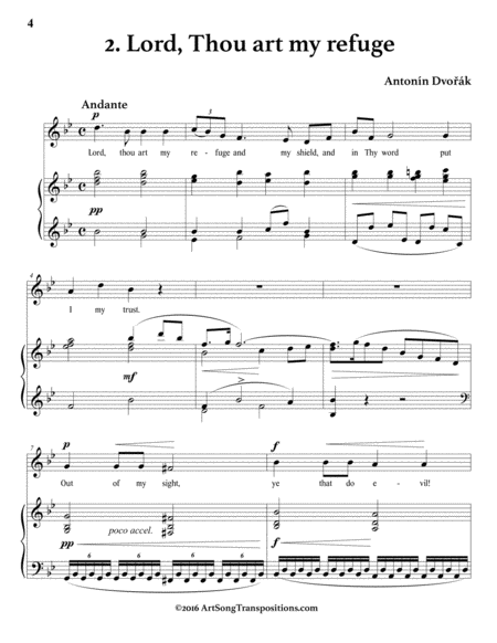DVORÁK: Biblical songs, Op. 99 (transposed down one whole step)