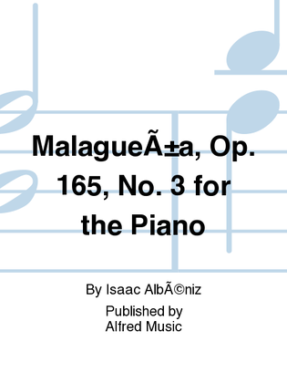 Book cover for Albéniz: Malagueña, Opus 165, No. 3 for the Piano