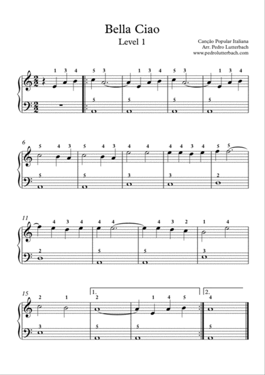 Bella Ciao Bella Ciao Easy Piano scores gallery preview page 1