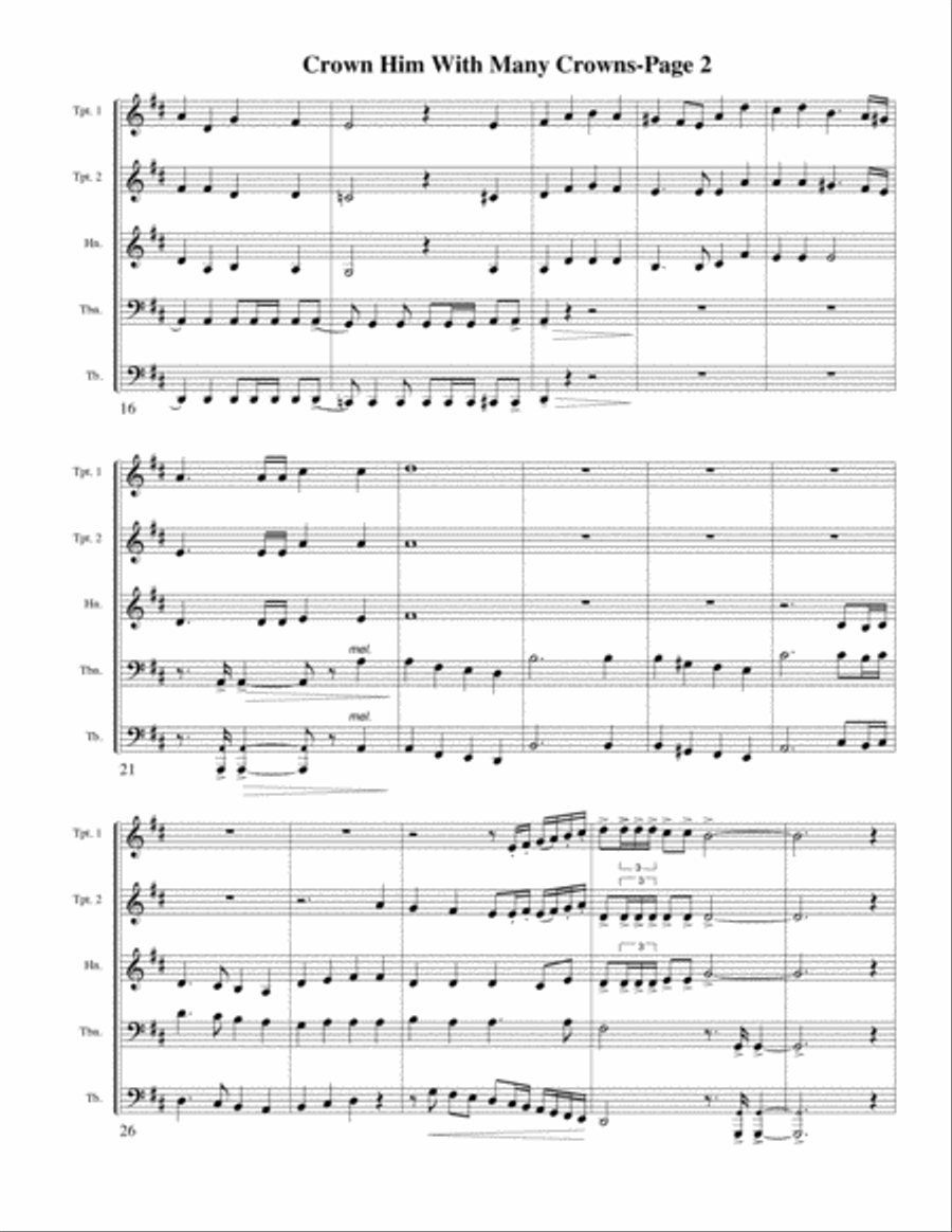 Crown Him With Many Crowns for Brass Quintet Brass Quintet scores gallery preview page 2