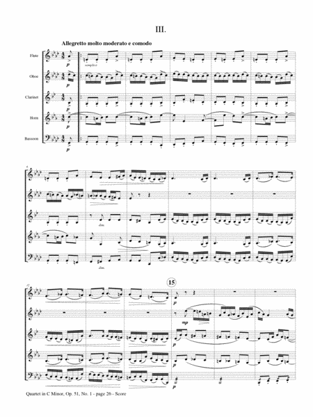 Quartet in C minor, Op. 51, No. 1 for Wind Quintet