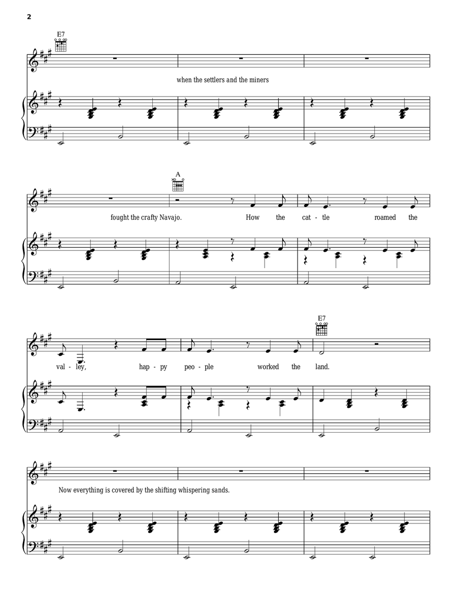 The Shifting Whispering Sands Piano, Vocal, Guitar scores gallery preview page 2