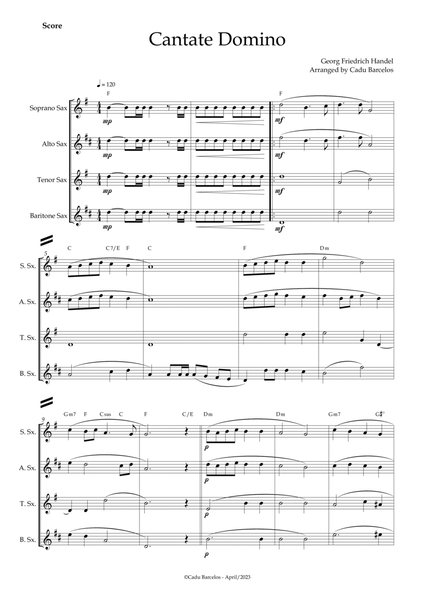 Cantate Domino - Handel (Saxophone Quartet) Chords image number null