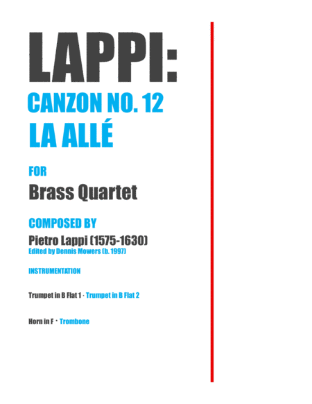 "Canzon No. 12: La Allé" for Brass Quartet - Pietro Lappi image number null