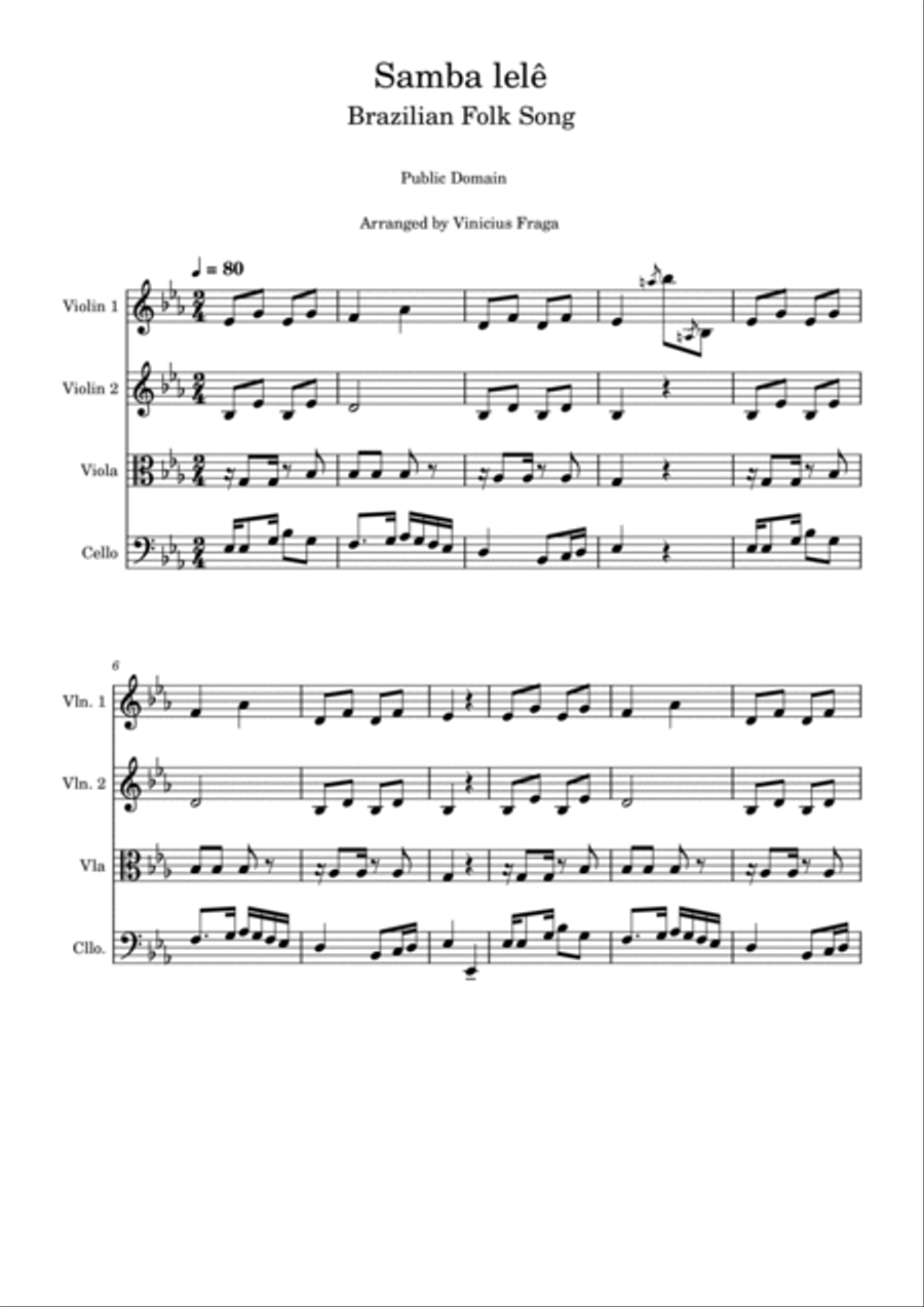 Samba Lelê Samba Lelê String Quartet scores gallery preview page 2