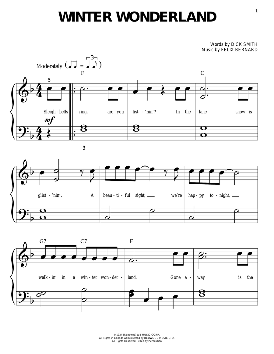 Winter Wonderland Winter Wonderland Easy Piano scores gallery preview page 1