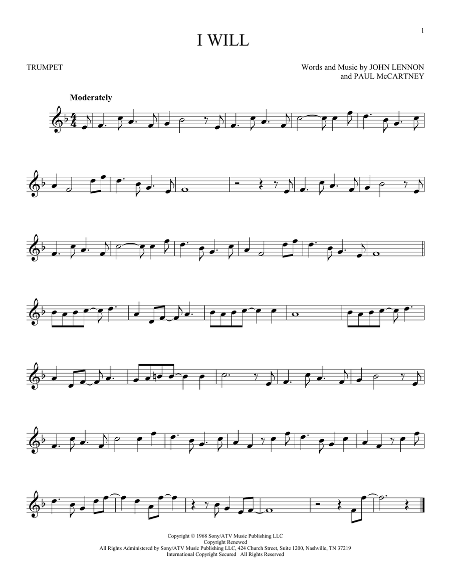 I Will Trumpet Solo scores gallery preview page 1