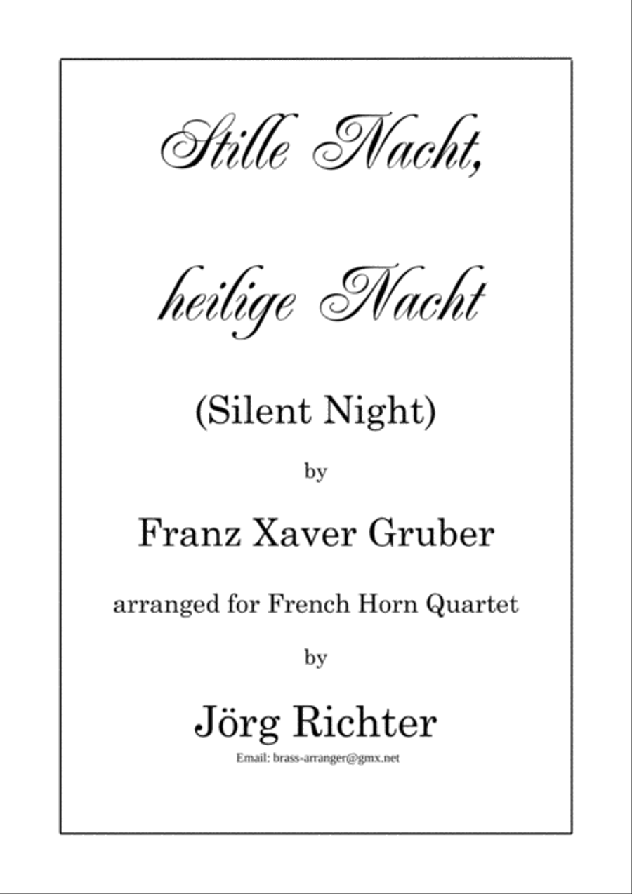Silent Night (Stille Nacht, heilige Nacht) for French Horn Quartet Brass Quartet scores gallery preview page 1