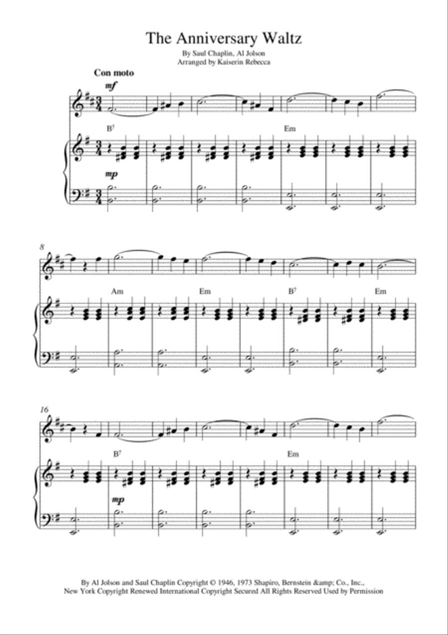 The Anniversary Waltz English Horn scores gallery preview page 1
