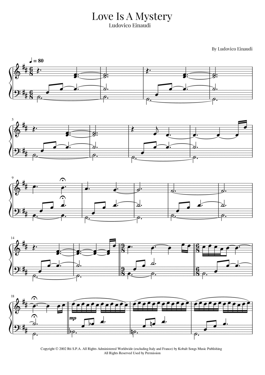 Love Is A Mystery Piano Solo scores gallery preview page 1
