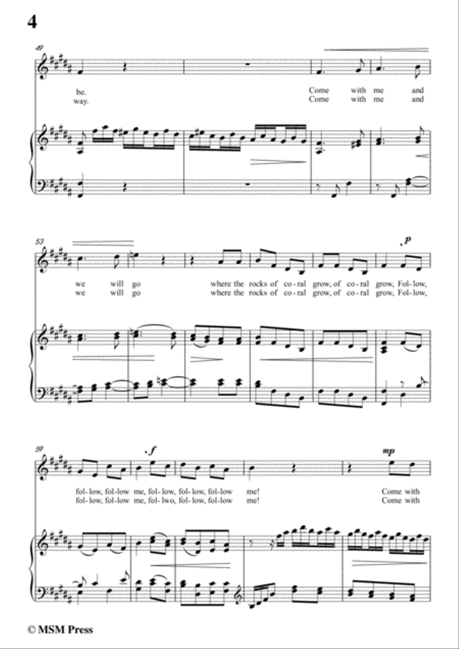 Haydn-The Mermaids Song in B Major, for Voice and Piano Voice Solo scores gallery preview page 6